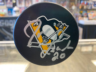 Jamie Leach signed Pittsburgh Penguins Hockey Puck