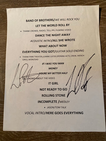 Petric Autographed Setlist