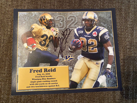 Fred Reid Autograph Winnipeg Blue Bombers 8x10 Photo