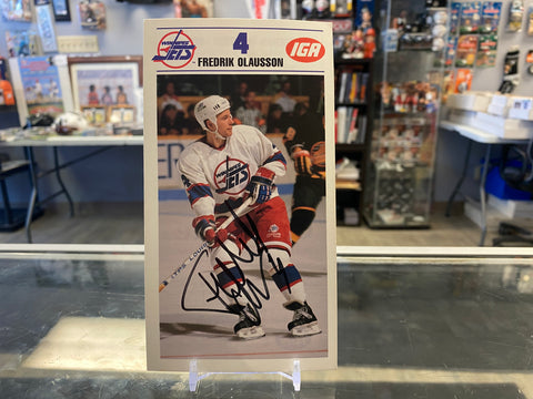 Fredrik Olausson signed Winnipeg Jets Team Issued IGA Card