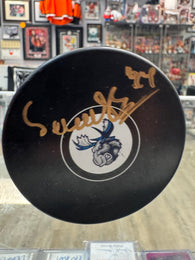 Elias Salomonsson signed Manitoba Moose Hockey Puck