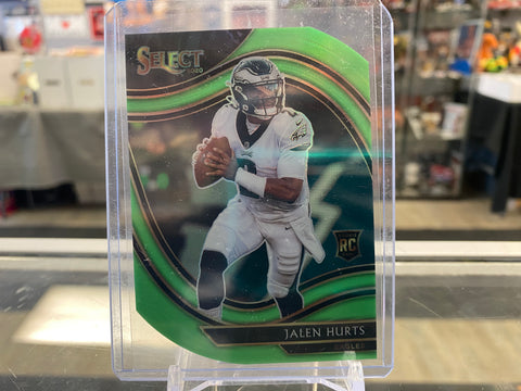 2020 Select Jalen Hurts Field Level Neon Green Prizm Die-Cut Rookie RC #350 SP