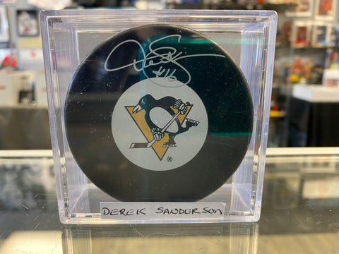 Derek Sanderson signed Pittsburgh Penguins Hockey Puck