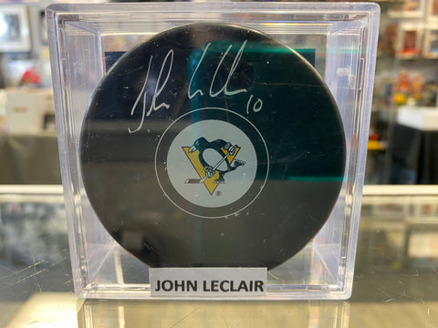John LeClair signed Pittsburgh Penguins Hockey Puck