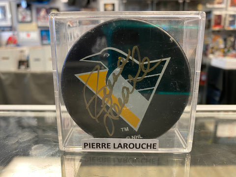 Pierre Larouche signed Pittsburgh Penguins Hockey Puck