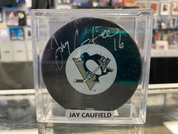 Jay Caufield signed Pittsburgh Penguins Hockey Puck