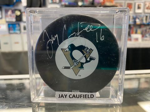 Jay Caufield signed Pittsburgh Penguins Hockey Puck