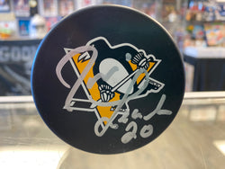 Jamie Leach signed Pittsburgh Penguins Hockey Puck