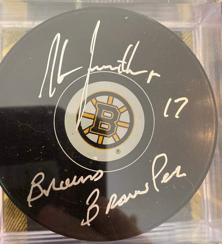 Stan Jonathan signed Boston Bruins Hockey Puck Bruins Brawler