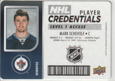 Mark Scheifele 2017-18 Upper Deck MVP - NHL Player Credentials - Level 1 Access #NHL-MS
