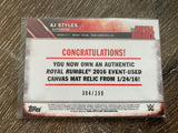 2016 Topps WWE Then Now Forever Royal Rumble Mat Relic /399 AJ Styles
