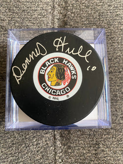 Dennis Hull signed Chicago Blackhawks Hockey Puck - First Row Collectibles