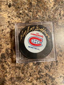 Boom Boom Geoffrion Autograph Montreal Canadiens Puck - First Row Collectibles
