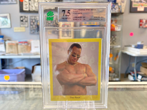 The Rock 1998 Cardinal WWF Trivia Series 2 Graded MNT 7.5