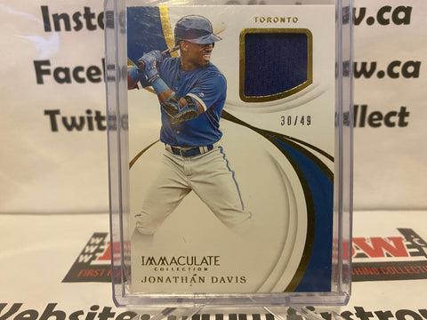 Jonathan Davis 2019 Panini Immaculate Card #IS-JD Toronto Patch MLB /49 Swatch