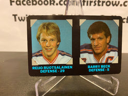 Reijo Ruotsalainen & Barry Beck 1985 7-11 Hockey Card