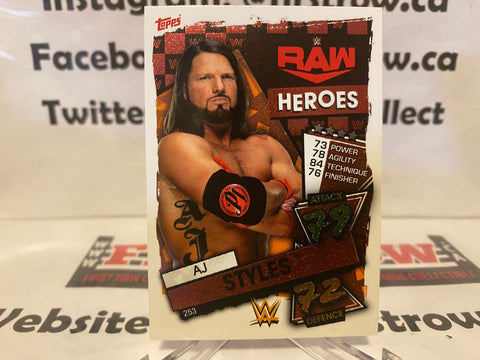2021 Topps WWE Slam Attax RAW Heroes AJ Styles #253