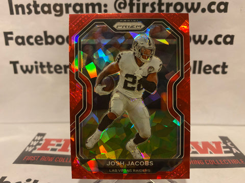 Josh Jacobs 2020 Red Cracked Ice Prizm NFL Refractor Card #130 Las Vegas Raiders