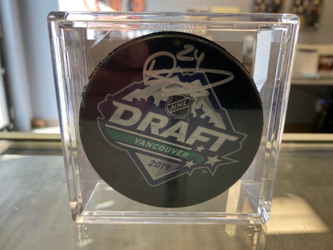 Dylan Cozens signed 2019 NHL Draft Hockey Puck