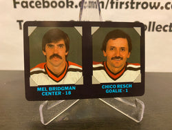 Mel Bridgman & Chico Resch 1985 7-11 Hockey Card