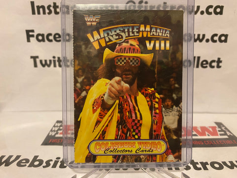 RARE Vintage 1993 WWF Coliseum Video Wrestlemania VIII Card Macho Man Randy SAVAGE
