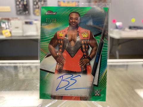 BIG E 2020 WWE TOPPS FINEST ON CARD AUTO GREEN REFRACTOR /99