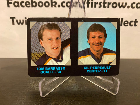 Tom Barrasso & Gilbert Perreault 1985 7-11 Hockey Card