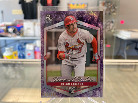 2021 Bowman Platinum Renowned Rookies Purple /250 Dylan Carlson #RR-2 Rookie RC