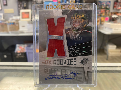 2008-09 SPx Rookies Auto Jerseys /999 Steve Mason #161 Rookie Auto RC