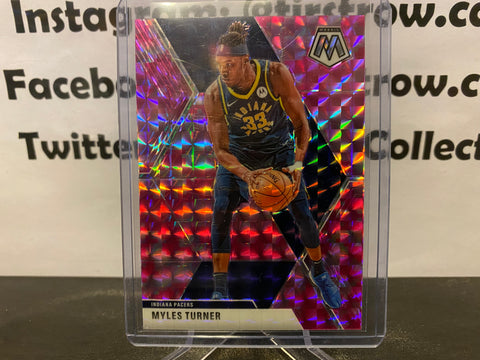 Myles Turner 2019-20 Mosaic Basketball Camo Pink Prizm Card #195 Indiana Pacers