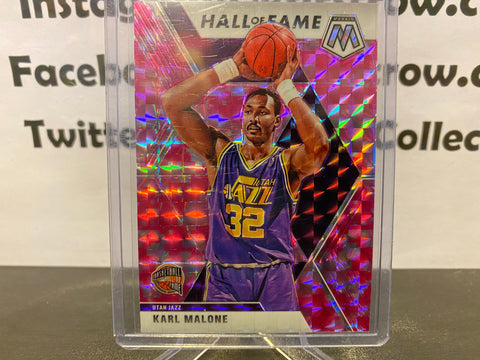 Karl Malone 2019-20 Mosaic Basketball Camo Pink Prizm Hall of Fame Card #284 NBA