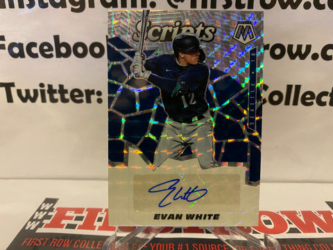 Evan White 2021 Panini Mosaic Scripts Rookie Prizm Auto