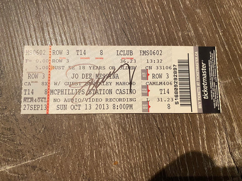 Jo Dee Messina Autographed 2013 McPhillips Station Casino Ticket