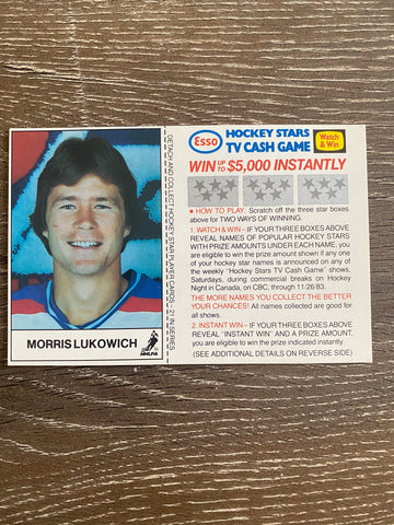 Morris Lukowich 1983-84 ESSO All-Star NHL Hockey Stars TV Cash Game Card Unscratched