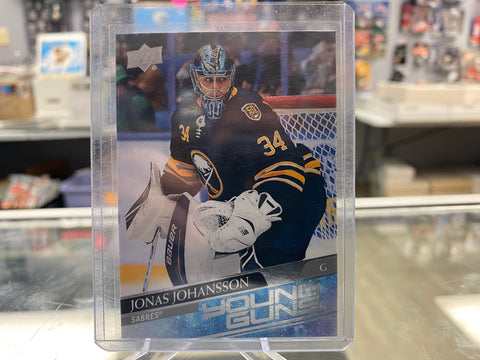 2020-21 Jonas Johansson Upper Deck Young Guns RC #228 Sabres Rookie