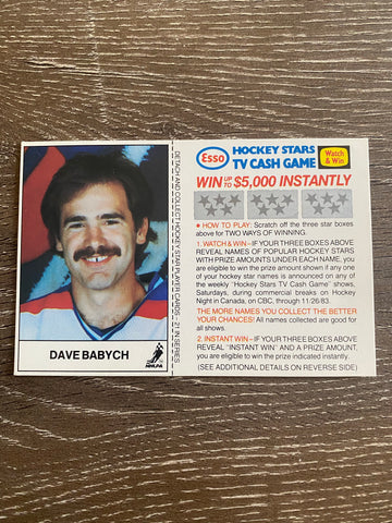 Dave Babych 1983-84 ESSO All-Star NHL Hockey Stars TV Cash Game Card Unscratched